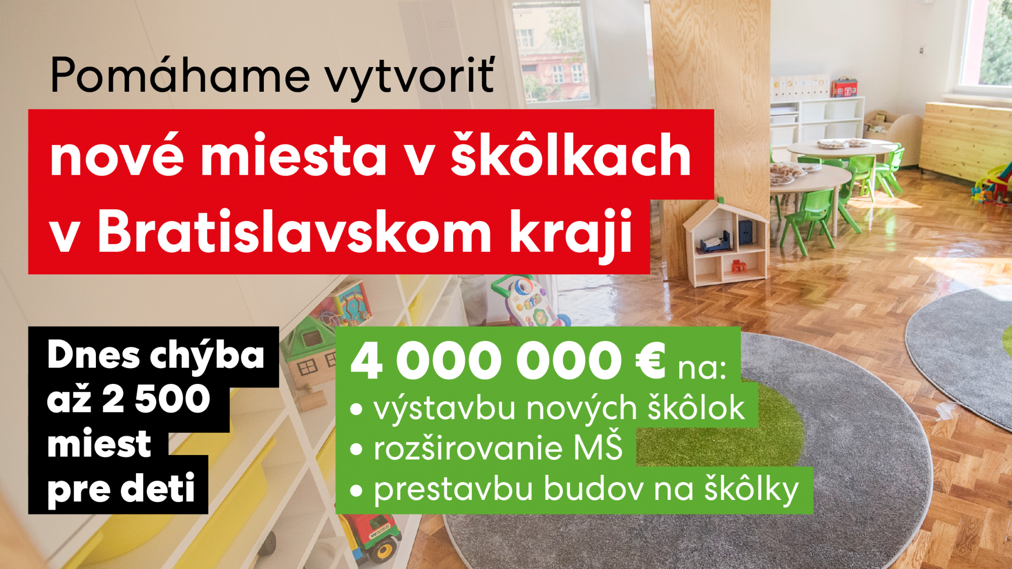 Vicepremiérka Remišová: Pomáhame škôlkam  v Bratislavskom kraji, na nové miesta pre deti idú 4 milióny eur