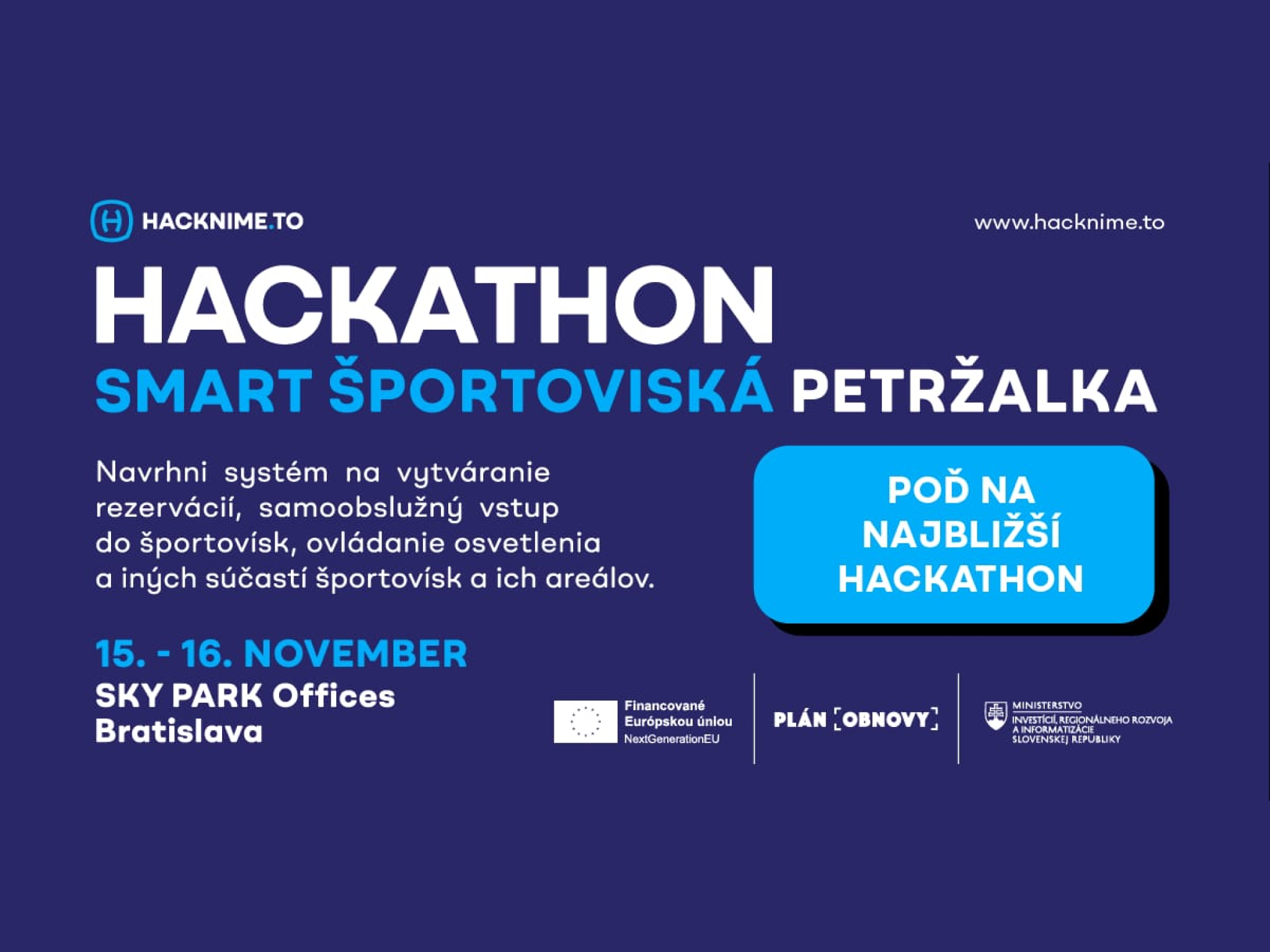 Hackathony z tretej výzvy sú tu: Smart  riešenie tentokrát zmení športoviská v Petržalke